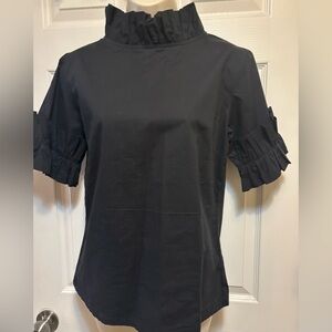Elizabeth Wilson Designs Black Ruffle Top NWT Statement Collar and fully lined